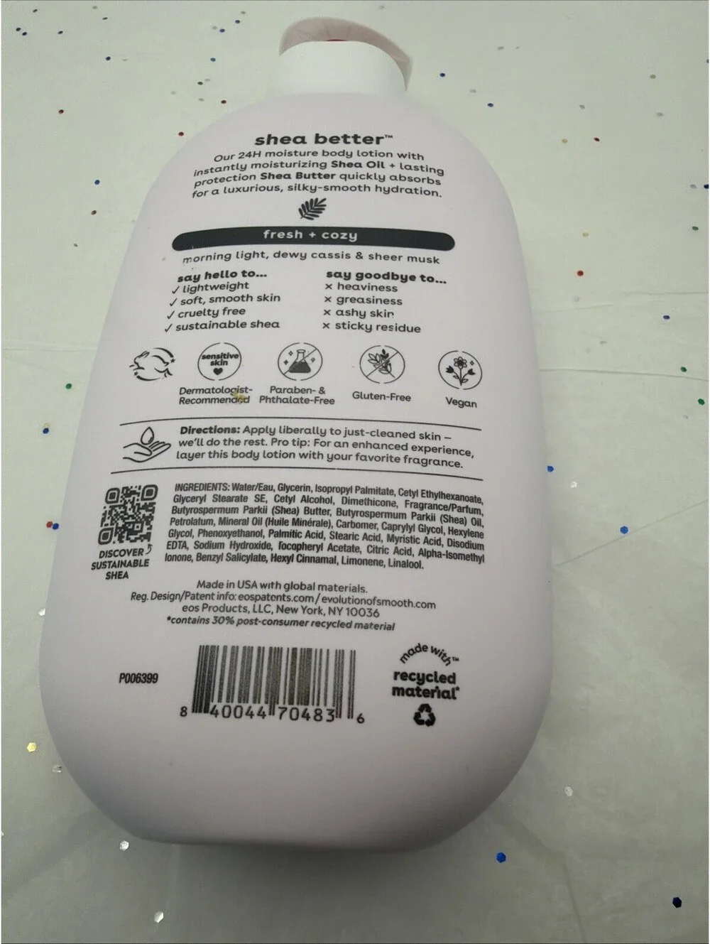 eos Shea Better Body Lotion Fresh & Cozy 16 oz 24H Moisture Shea Butter NEW